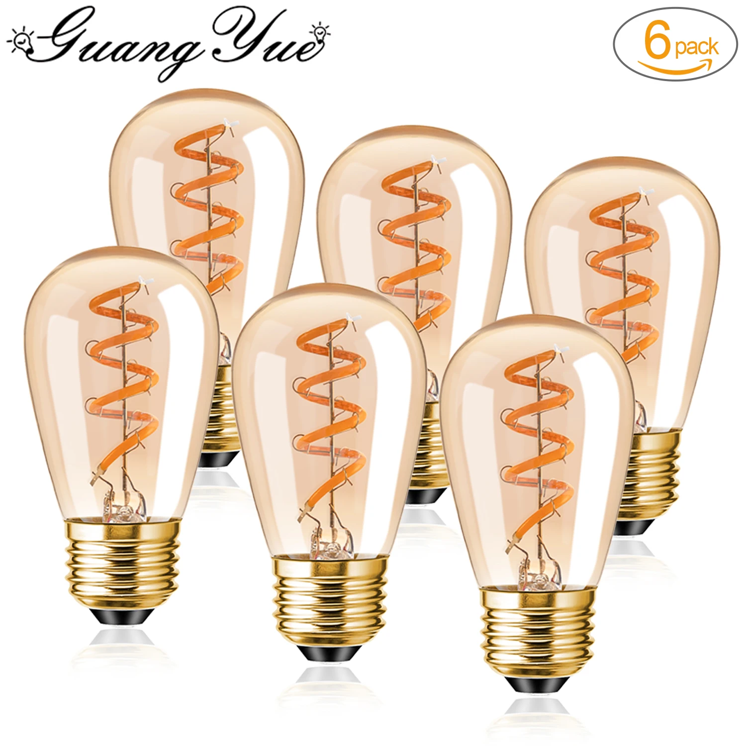 Vintage St45 Light Bulb E27 220V Led Lamp 3W Warm White Amber Glass Dimmable Chandelier Indoor Retro Edison Spiral Filament Lamp