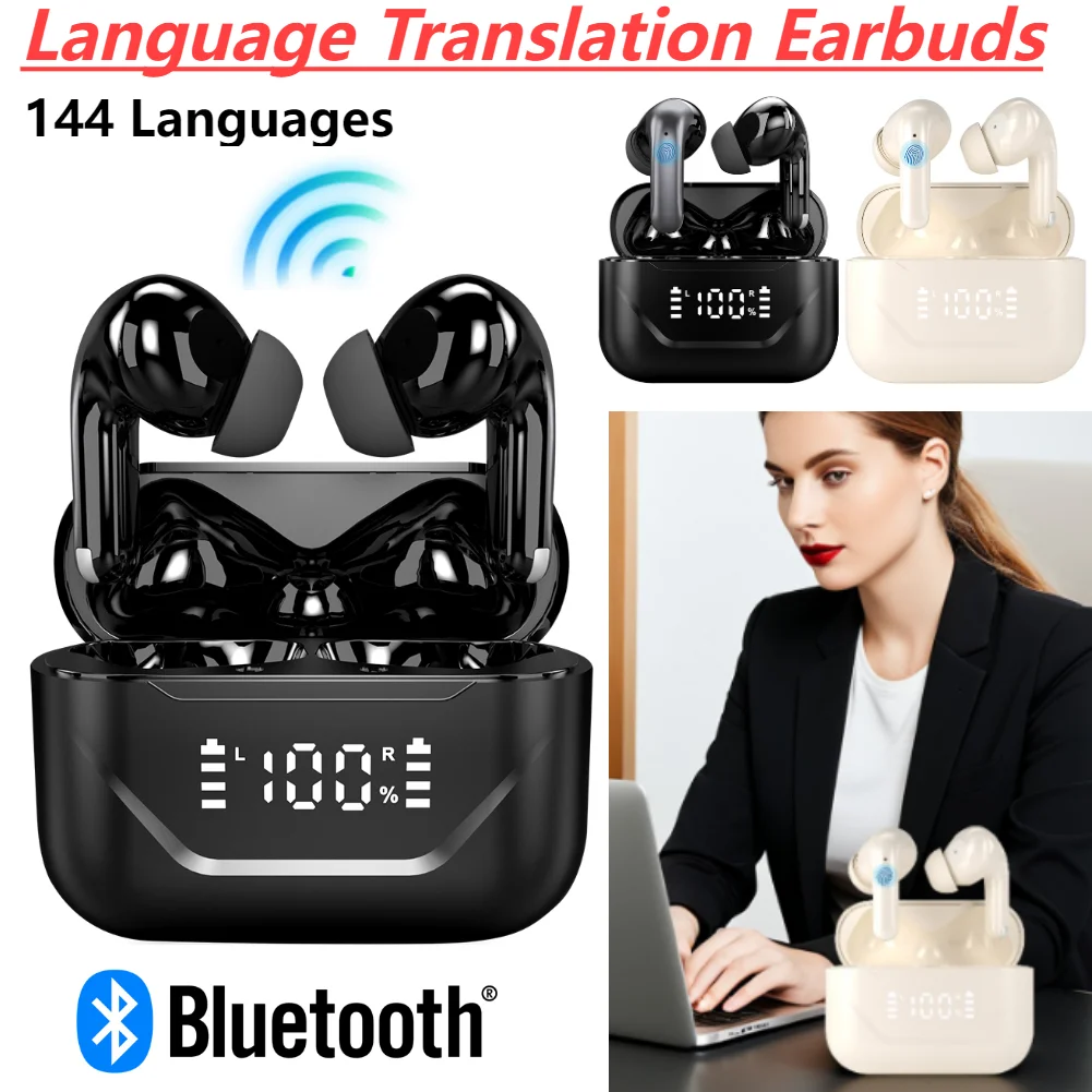 New AI Intelligent Translation Earphones in Ear Translation Bluetooth Earbuds ANC Noise Reduction 144 Languages Smart Translator