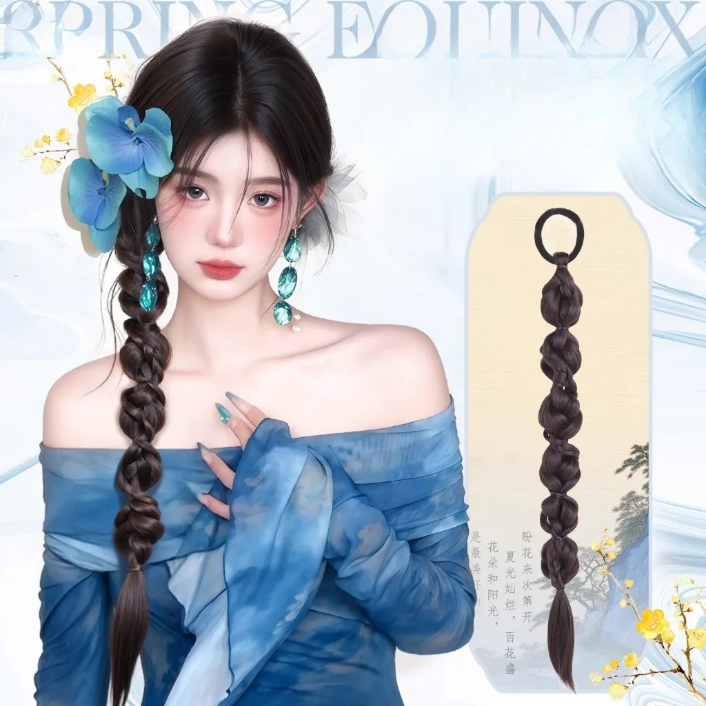 

70 см синтетический плетеный парик с хвостиком в китайском стиле, женские длинные двойные витые боксерские косы, наращивание волос