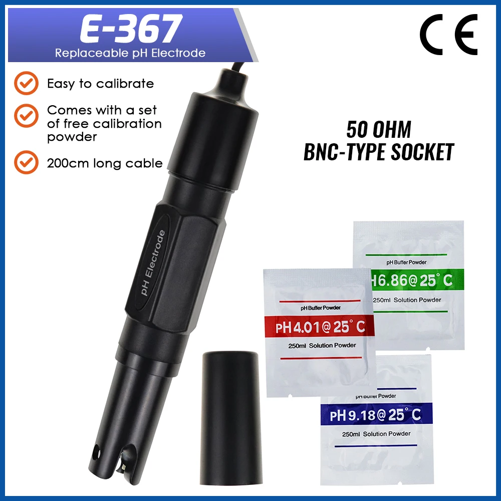 

Ph Electrode Probe BNC Connector 200cm Long Cable For PH Meter Monitor Controller Test Sensor Aquarium Hydroponics Sonde Ph