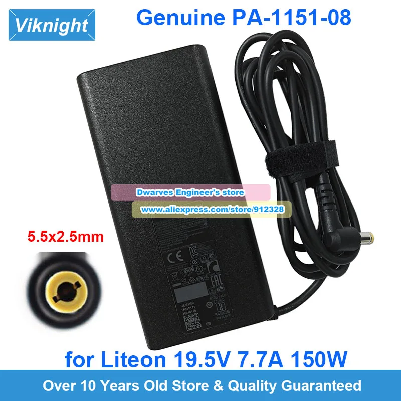 Genuine PA-1151-08 Liteon Adapter 19.5V 150W for G7-CU7NA Clevo NP70RNJS NH50HKQ NH77HKQ System76 Gazelle 18 16 Gigabyte G5 MD