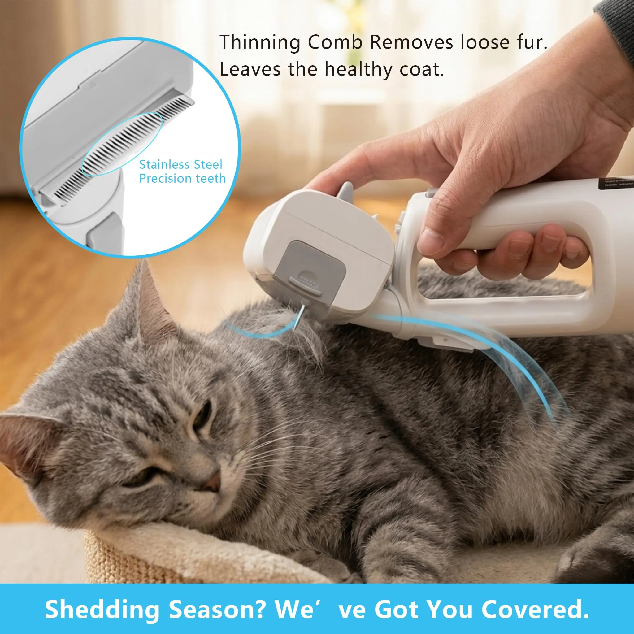 Deshedding Brush And Vacuum Suction Grooming Tool For Pets_voghion.com