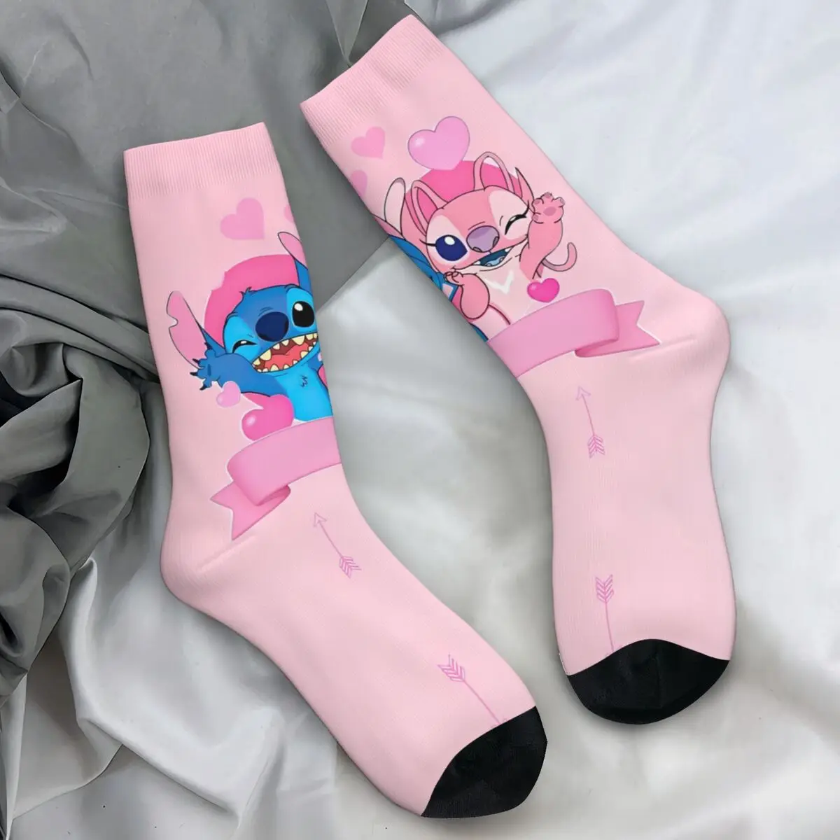 Stitch Cartoon Stockings Couple Socks Quality Novelty Socks Autumn Running Anti-Slip Pattern Socks Gift Idea