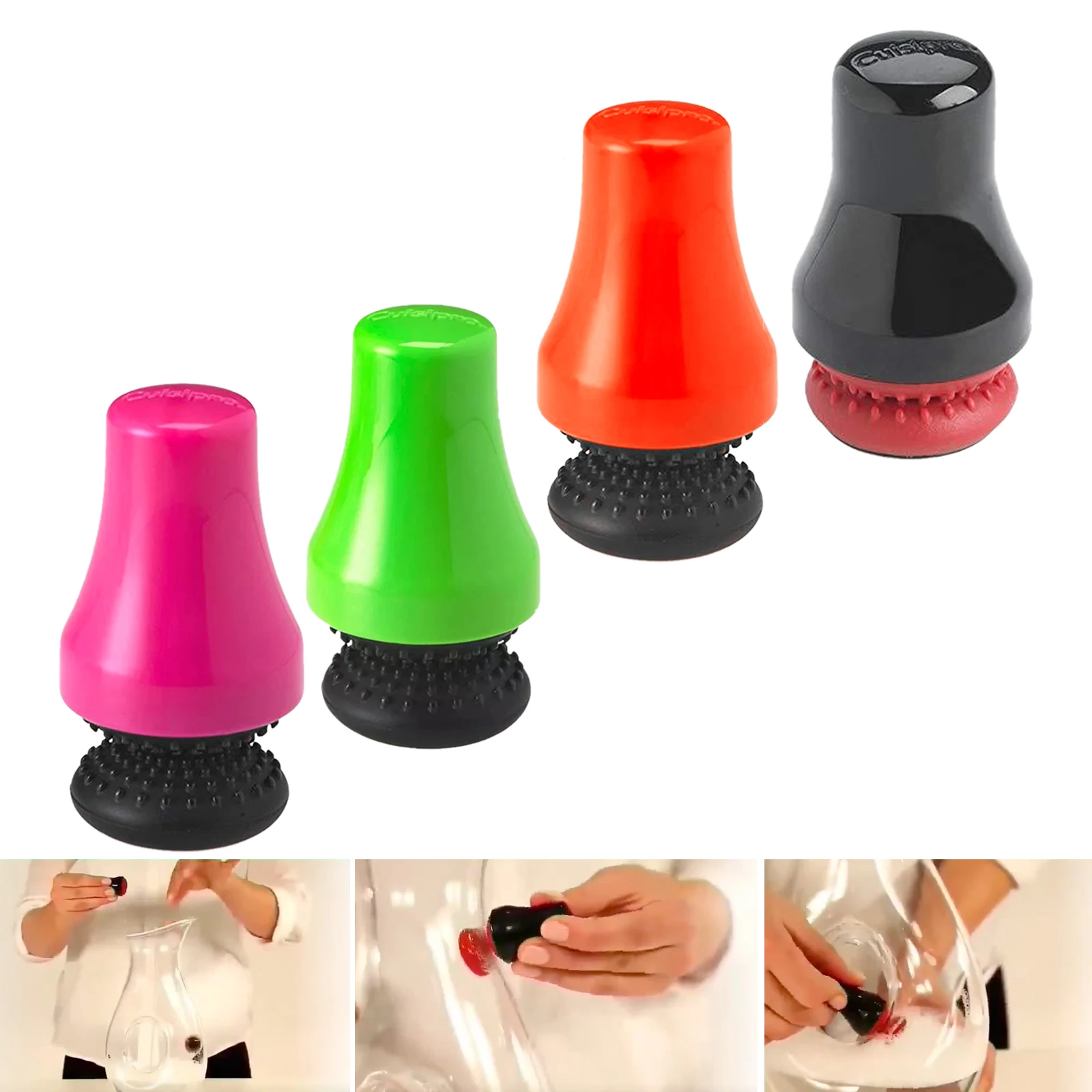 1pc Silicone Magnetic Cleaning Brush Industrial Cleaner Glass Spot Bottle Rubber Long Scrubber Corner Black/Green/Red/Rose Red