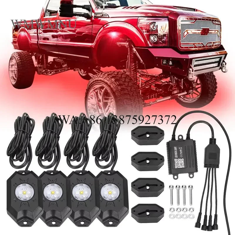 Wmwmnu RGB RGBW LED Rock Lights for Off Road Cars Boats LED Pods with Music Mode Bluetooth APP Control Waterproof Underglow