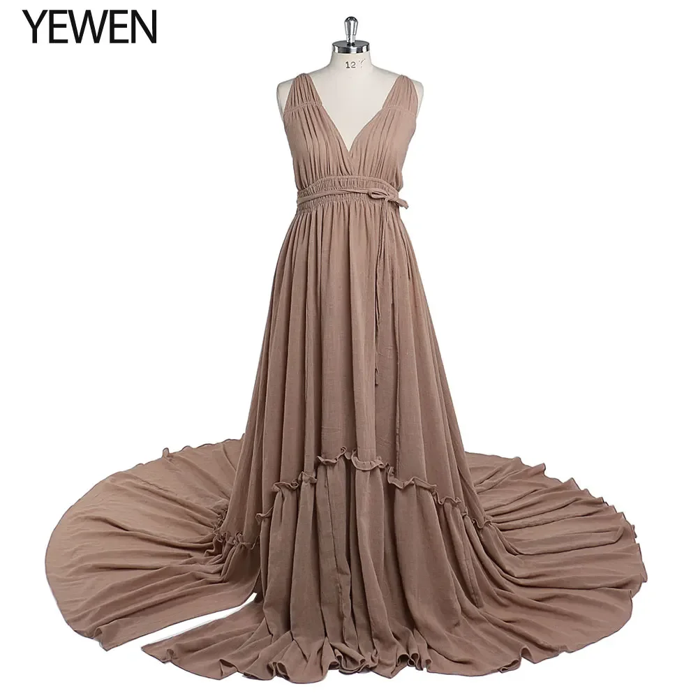 Vestidos de fotografía sin mangas con cuello en V para ocasiones especiales Vestido para mujeres embarazadas para sesión de fotos Vestidos de embarazo YD211009