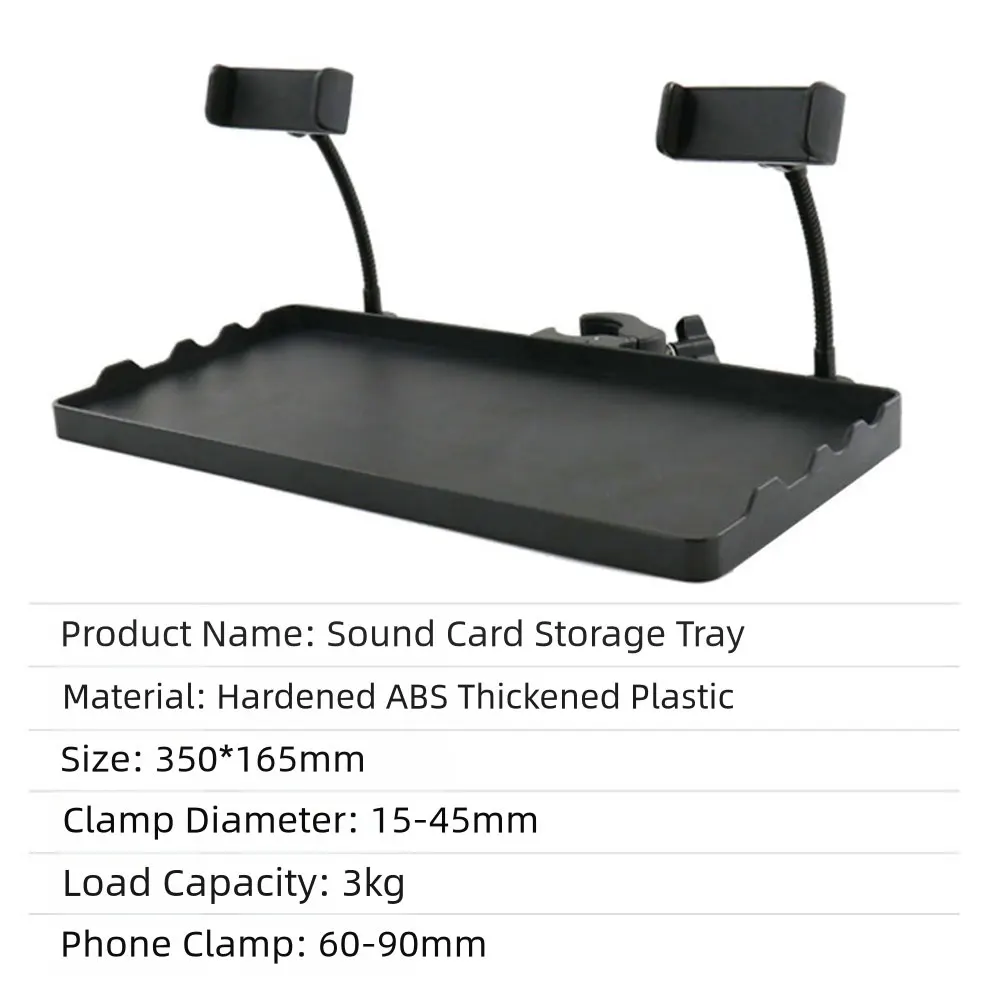 

Adjustable Microphone Stand Tray With Dual Phone Holder For Live Streaming ABS 350*165MM Microphone Stand Consumer Electronics