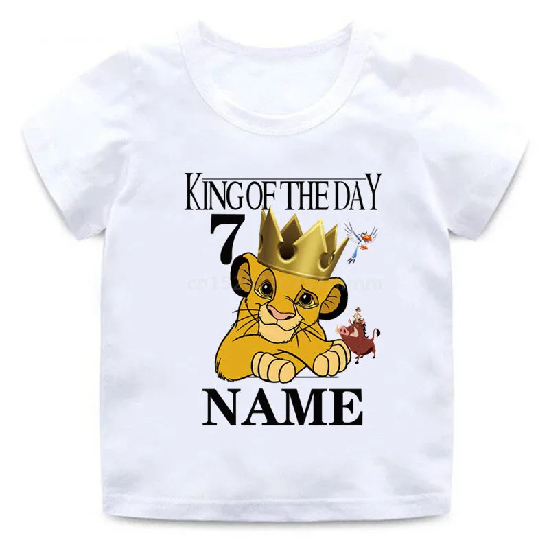 

2025 Birthday T-shirt Size 1-10 Years Old Lion King Cartoon Boy and Girl T-shirt Baby Girl Top Fun Children's Clothing