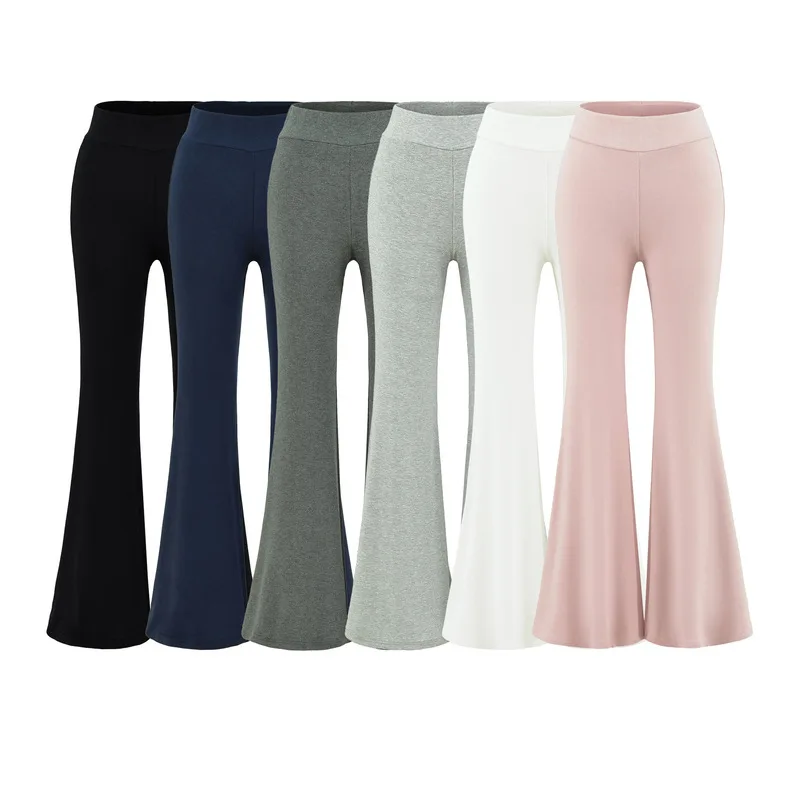 2026 New Arrival Women's High Waist Flowy Knitted Pants Lightweight Micro Flare Casual Trousers Multiple Colors Versati
