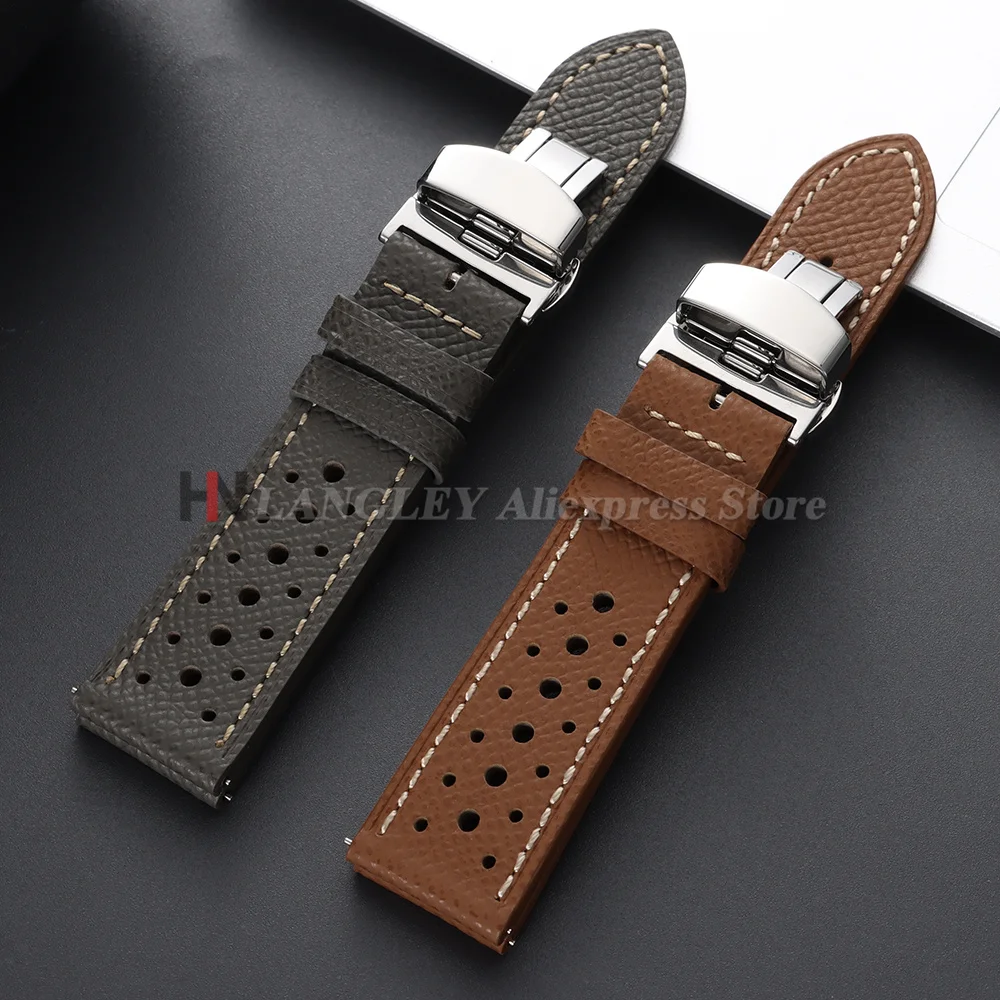 18mm 19mm 20mm 22mm Breathable Porous Quick Release Vintage Racing Leather Watch Strap for Seiko for Rolex Replacement Watchband