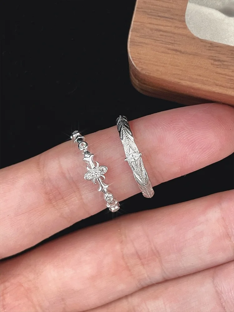 original-pure-silver-s925-couple-rings-bridesmaid-gift-out-floral-design-adjustable-open-ring-fashionable-jewelry