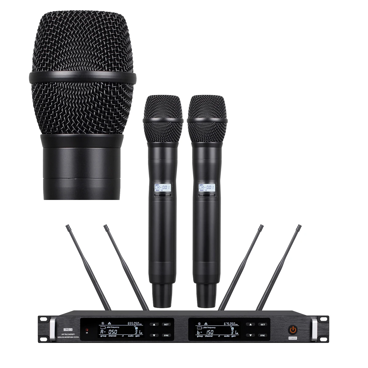 2 Channel Singing Speech Design For Stage Performance DJ Karaoke School Chapel Wireless Microphone System 2 Channel KSM9 KSM8