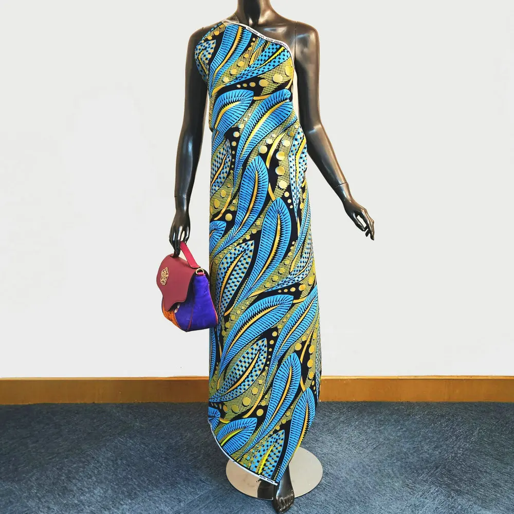 Afrikanischer verzierter Goldwachs, 100% Baumwoll-Wachsblockdruckstoff, zur Herstellung von Kleidung, Taschen und DIY-Dekorationen, 6 Yards. – Detail 5