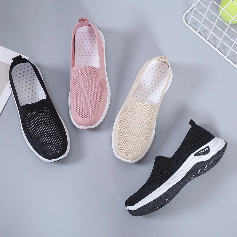 Women\'s Shoes Summer Comfort Plus Size Ladies Mesh Breathable Sneaker Socks Women Light Casual Sports Shoes Flat Women Loafers