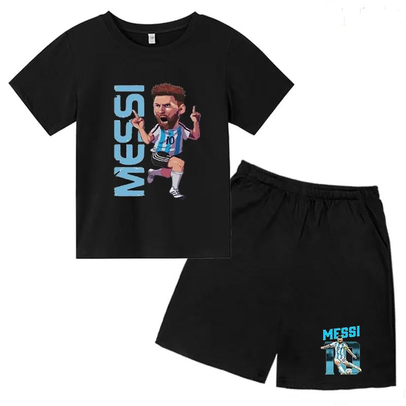 

Summer Football Sportswear T-shirt NO.10 Printed Celebrity Idol Fan Top+beach Shorts 2P Boys/girls 3-13Y Passionate Casual Set