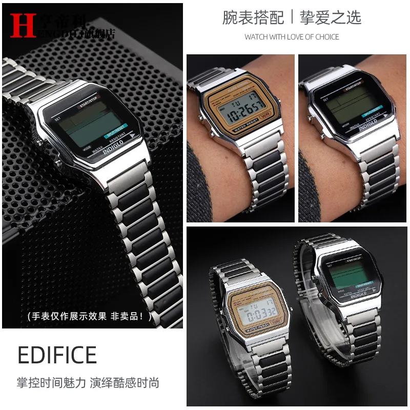 18MM Watch strap For Casio A158 A159 168 AE1200A 1300 1100 W - 218 A168 stainless steel watchband Folding buckle men Accessories