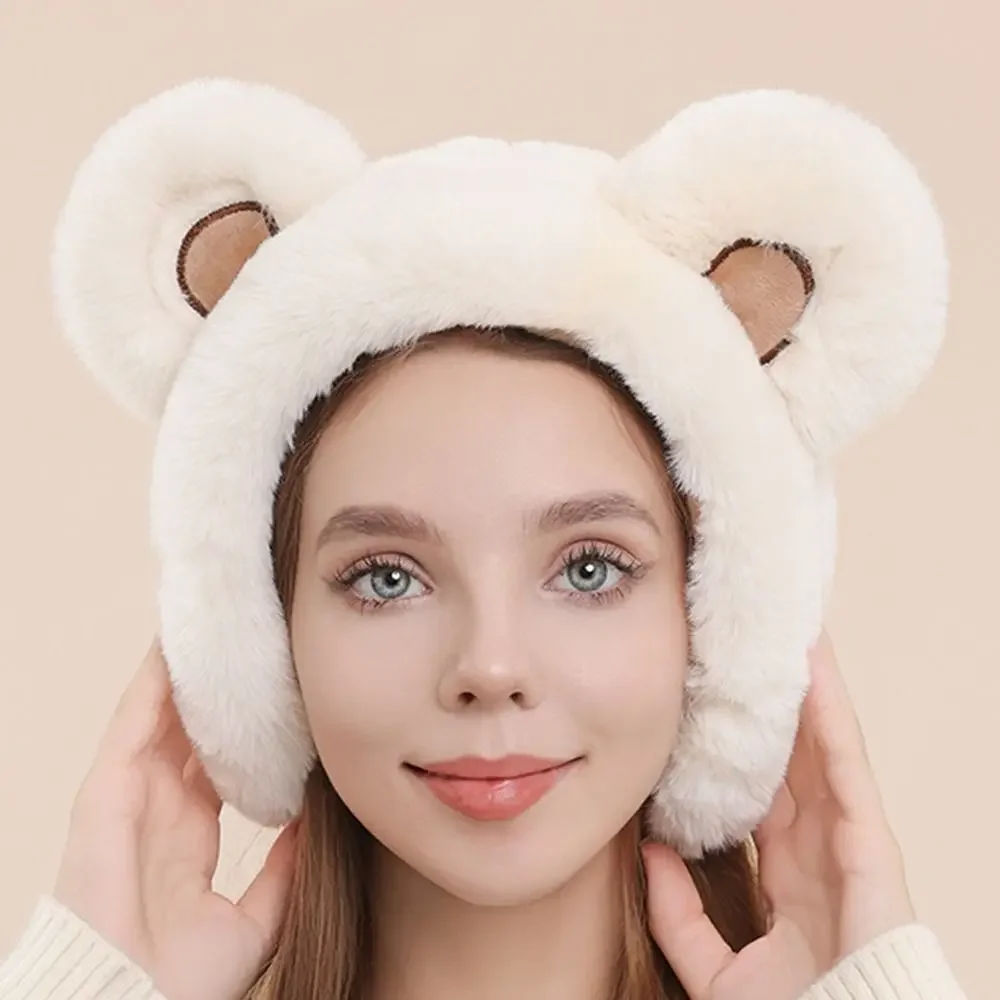 Fashion Plush Winter Bear Earmuffs Anti-Freeze Cartoon Ear Protection Cover Keep Warm Thickening Ear Warmer for Women Girls