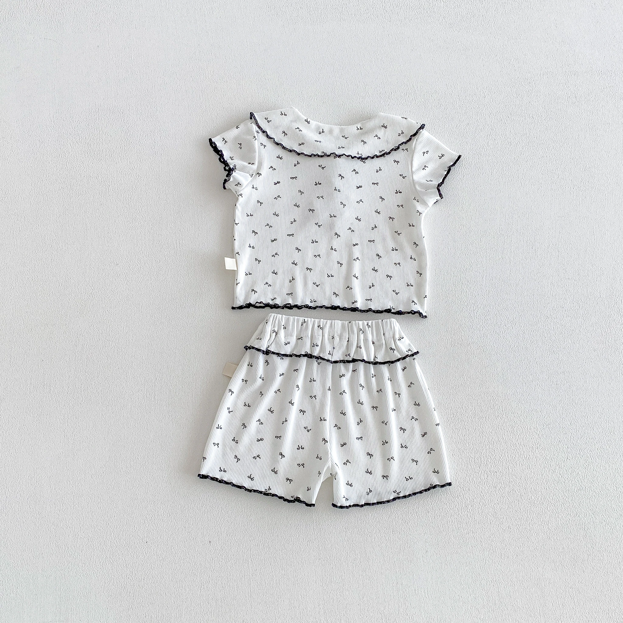 Summer Style Baby Set, INS Fashion for Girls, Navy Collar Elastic T-Shirt Top and Pants, Trendy and Comfortable Two-Piece Set