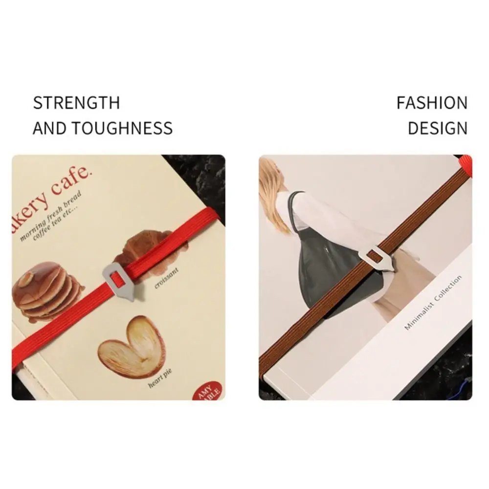 Multi-functional Elastic Webbing Elastic Bookmark Colorful Metal Pointer Flexible Strap Bookmark Page Marking Tool School Office