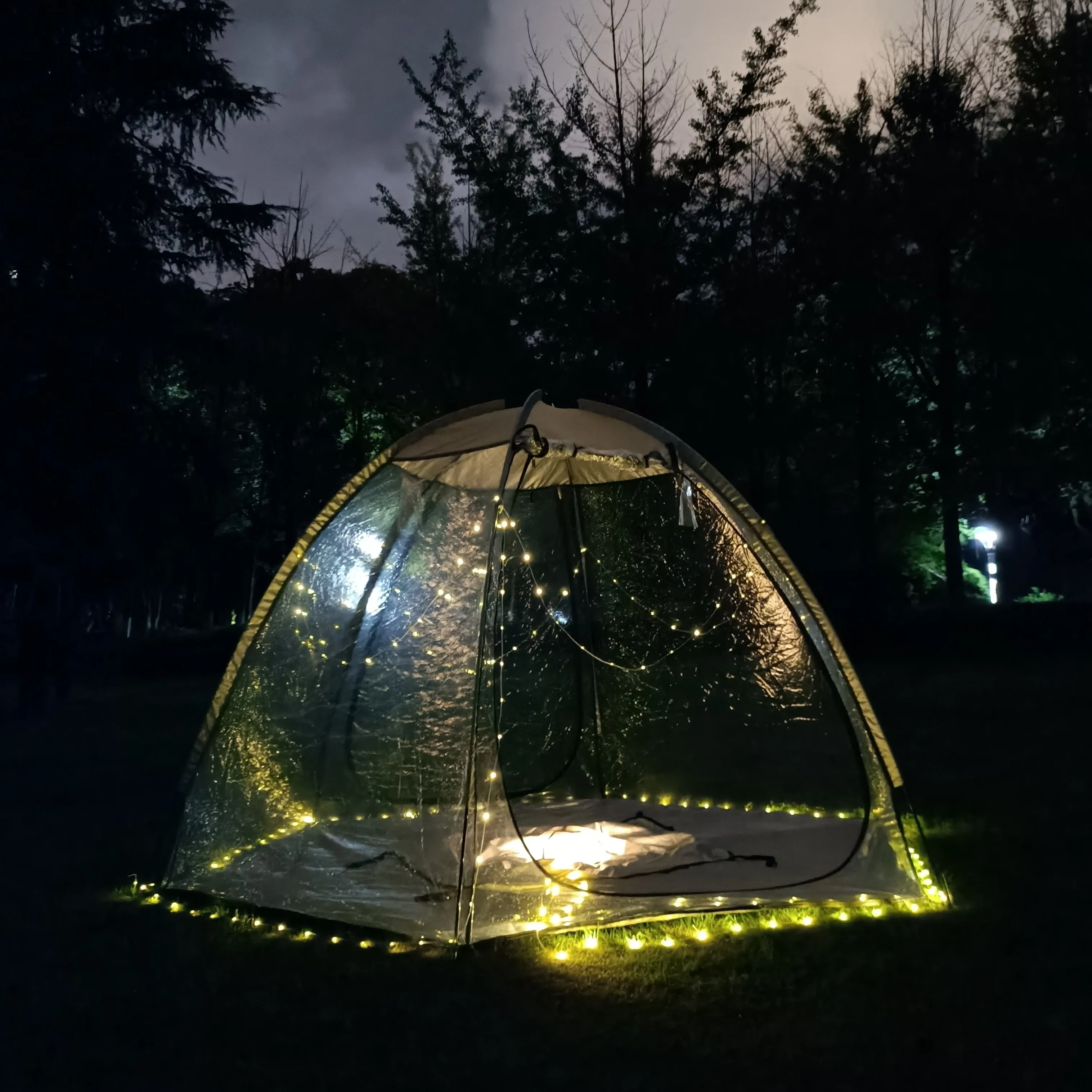 

Transparent PVC waterproof, widened double doors 6 people warm tents, greenhouse,camping,winter store plants,sunny,hexagon
