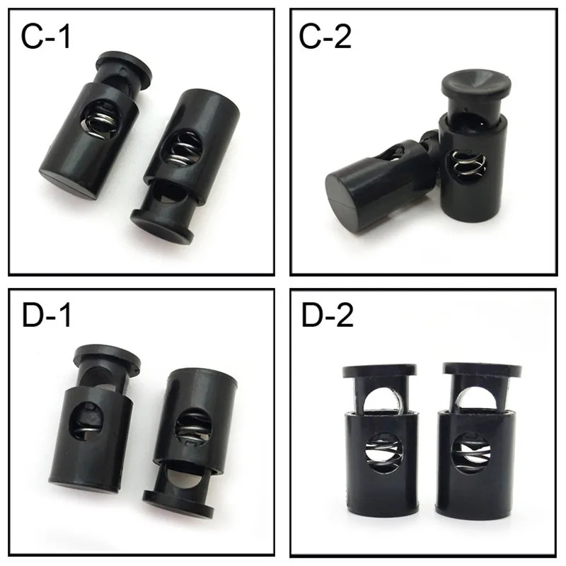25pcs Cord Lock Stopper Spring Stop Toggle Clip Round Ball Plastic Black For Paracord Shoelace Rope DIY Accessories