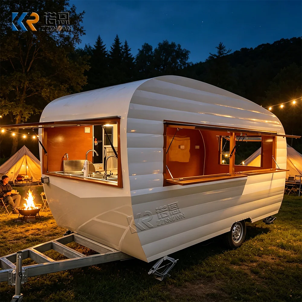 

Beautiful Commercial Food Trailer Street Outdoor Mobile Food Truck Trailer Fully Equipped Food Truck with Air Conditioner