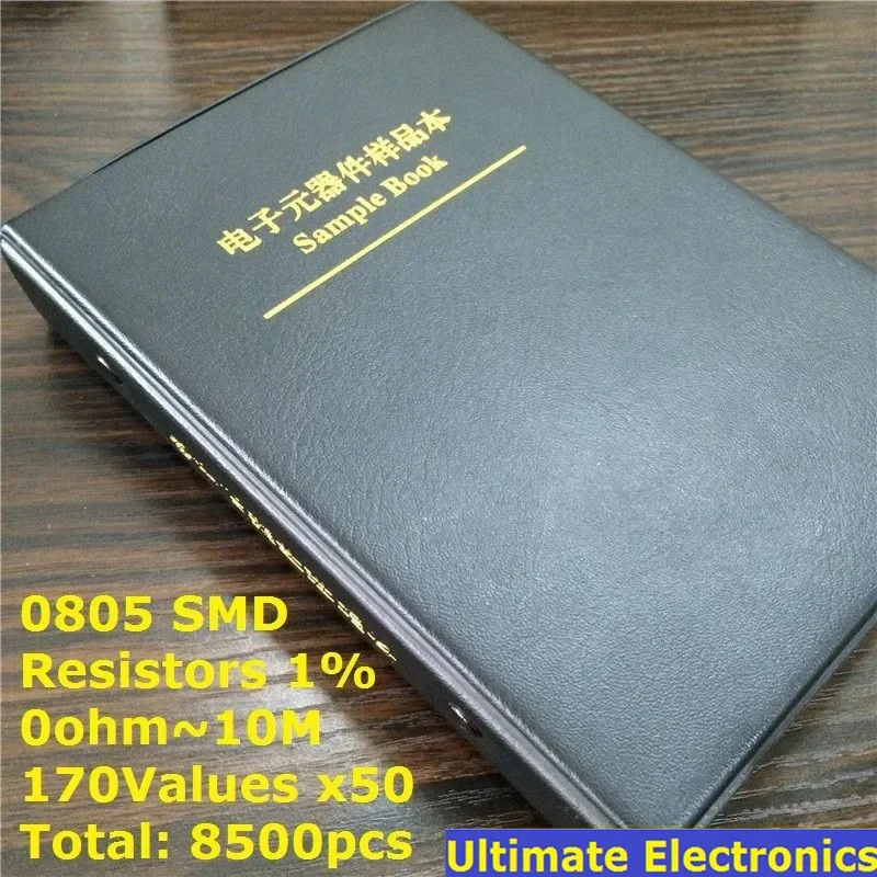 Livro de amostras de resistor SMD 0805 170 valores * 50pcs = 8500pcs 1% 0ohm a 10M Kit sortido de resistor de chip