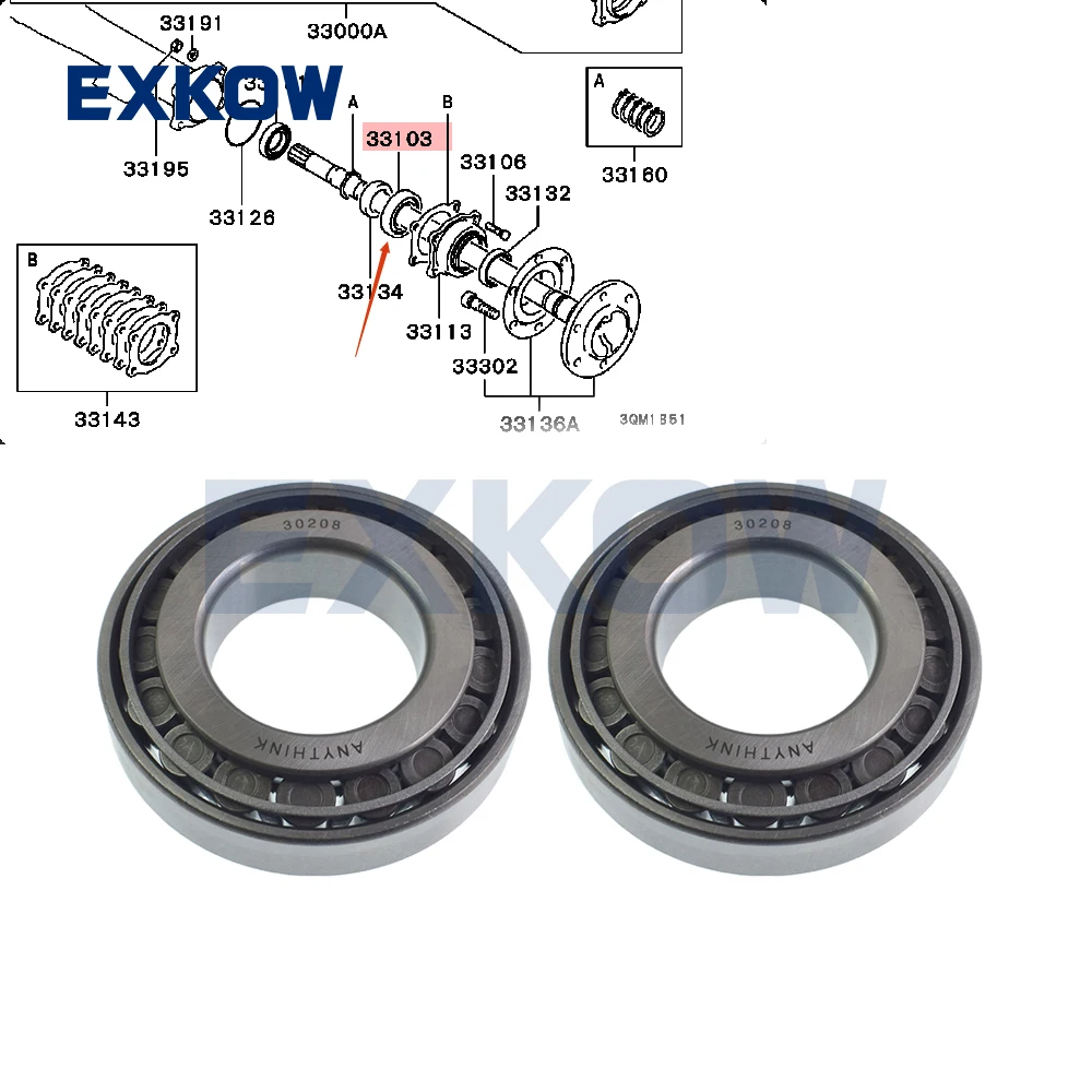 

2PCS Rear Axle Shaft Bearing for Mitsubishi Delica Space Gear PC5W L200 K34T K76T Pajero Montero L049G V31W V36W MB664447