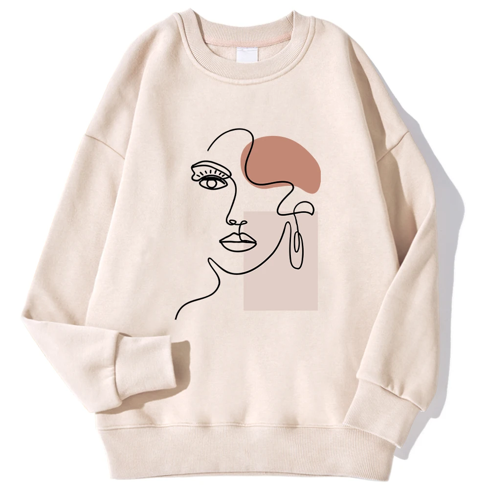 Street Woman Hoodie Simple Strokes Of Beautiful Women Printing Sweatshirt Crewneck Soft Fleece Pullover Autumn Winter Clothing