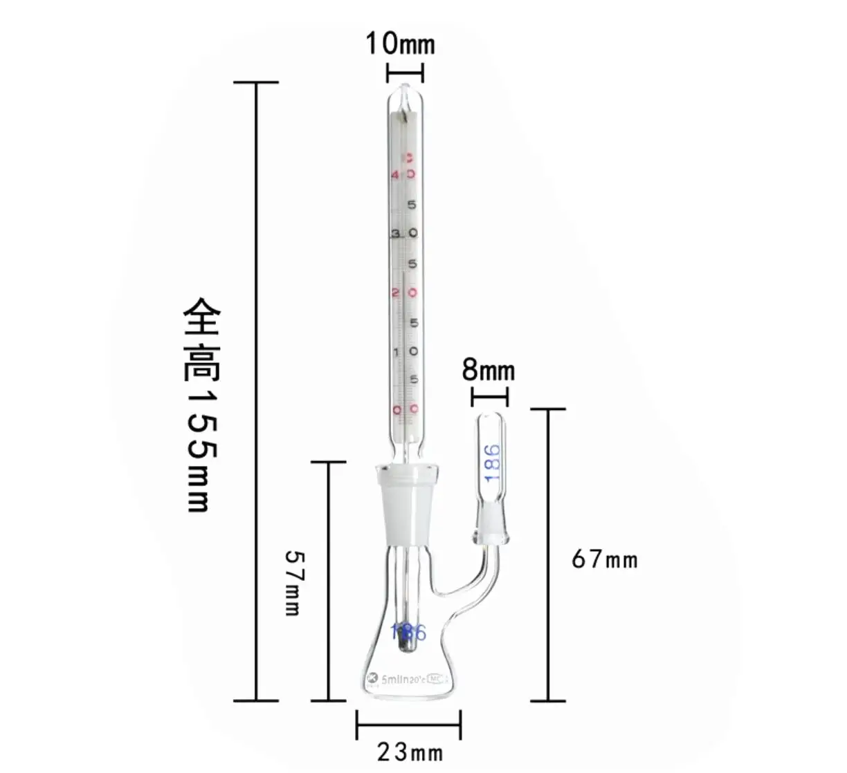 Capacity 5ml/10ml/25ml/50ml/100ml Thermometer Pycnometer Glass Specific Gravity Bottle Class A Science Lab Medical