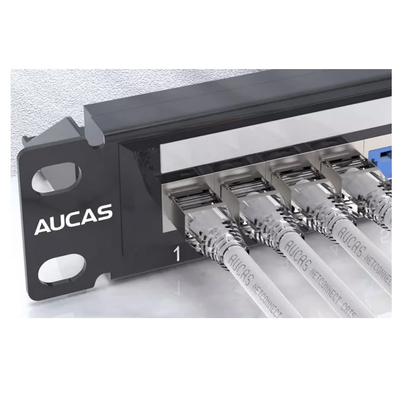 aucas-network-cable-24-ports-cat5e-patch-cord-panel-rj45-usb-blocker-modular-plug-180-degree-rotate-keystone-jack