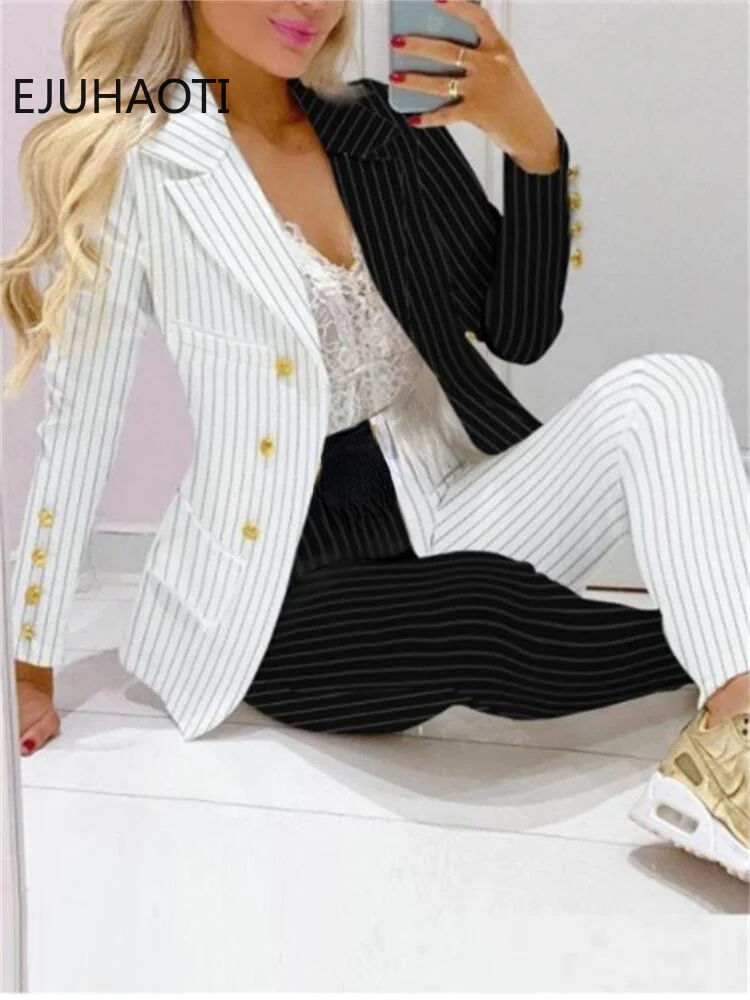 2024 New Casual Fashion Women\'s Suit Blazer And Pants Women Suits Pantsuit Female Spring Summer Elegant Trouser Sets Outfit