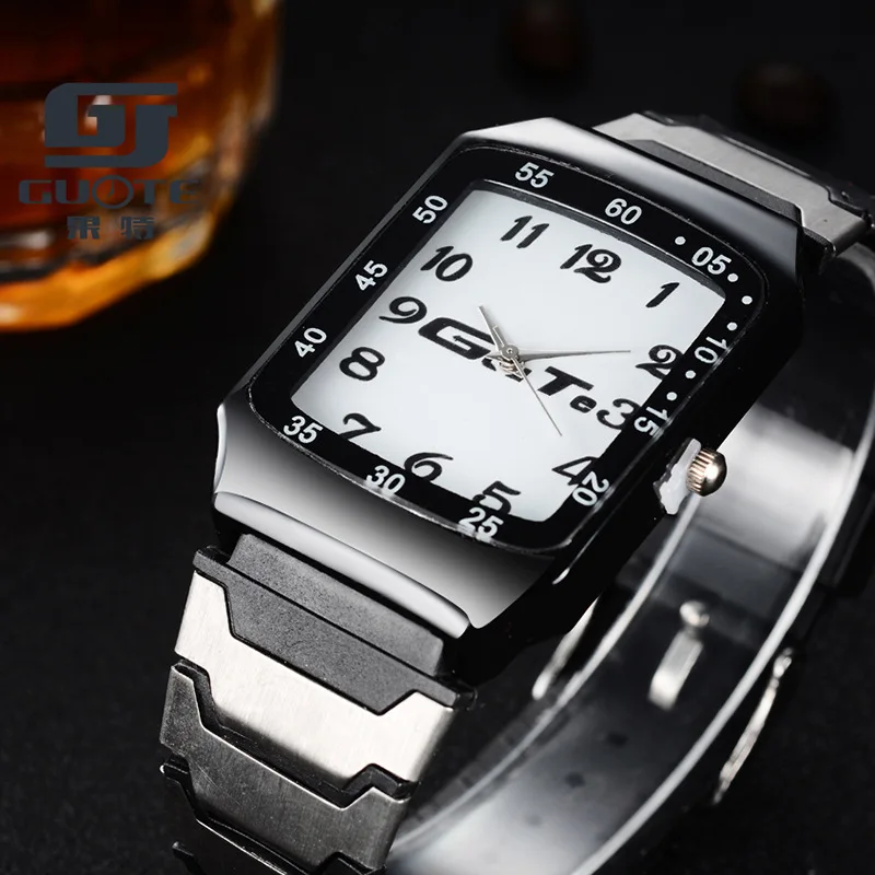 Free Shipping New Fashion Luxury Men Stainless Steel Rectangle Quartz Watch Men Business Sports Watches Women Watches For Gifts