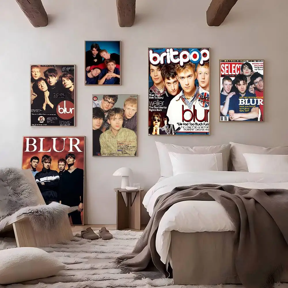 Band Musik Rapper Blur Self-adhesive Art Poster Retro Kraft Paper Sticker DIY Room Bar Cafe Stickers Wall Painting