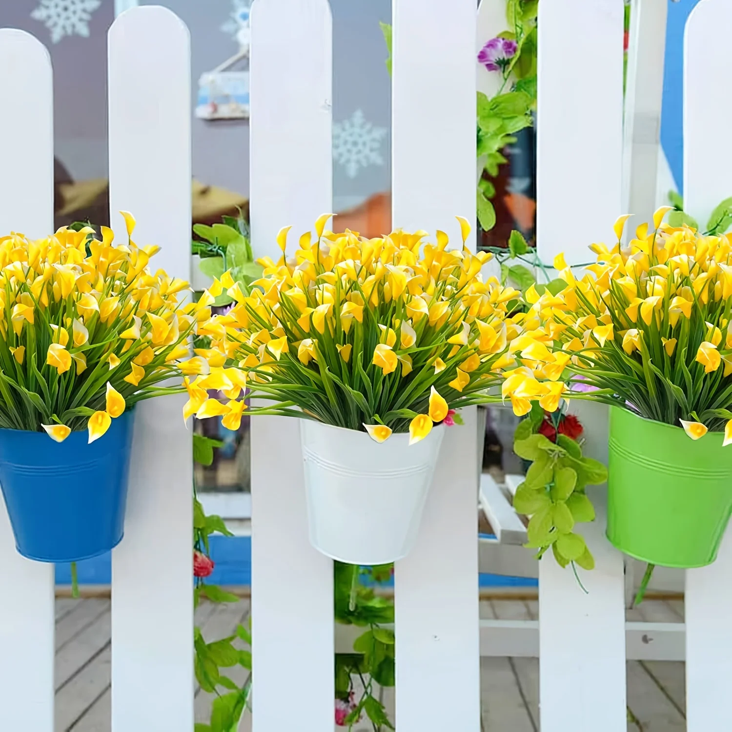 Brighten Your Outdoor Space with 4 Bundles of UV-Resistant Artificial Flowers