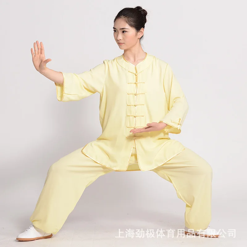 Spring and Summer Tai Ji Suit Cotton Silk Women's Half Sleeve Exercise Clothing Sports Performance Wear Morning