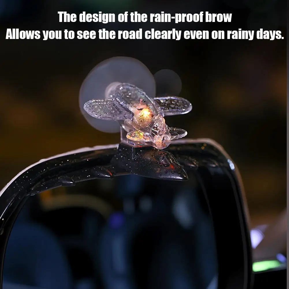 Car Rearview Mirror Decorative Airplane With Wind-Powered Glowing Light Rainproof Visor For Driving Safety Car Accessory D1S3