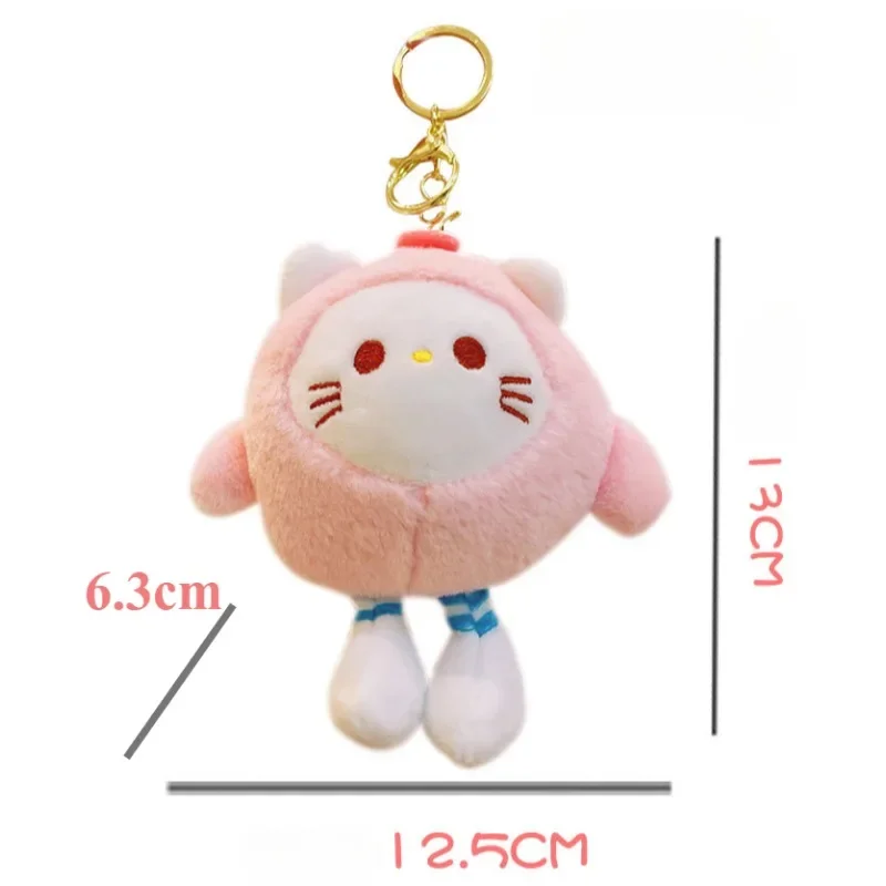 Sanrio Hello Kitty Chaveiro de pelúcia Kuromi Pompompurin Doll, Eggy Toy, Party KeyChains, Bag Pendant, Gift for Girls, 13cm