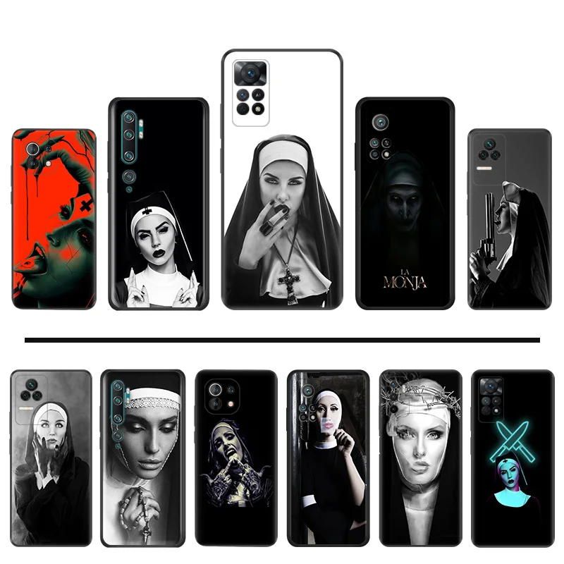 Silicone Black Phone Cases for Redmi Note11 Pro 10A 10C 9A 9C 9i 9T Note 9s 10 Lite 10s 11s 11 Jesus Nun Sister Xiaomi 9 Cover