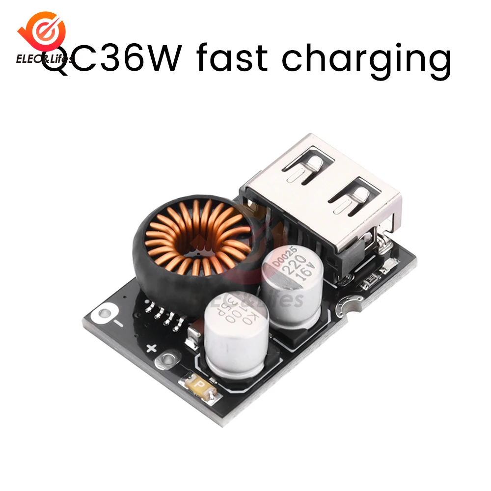 QC3.0 QC2.0 USB DC-DC Buck Converter Charging Step Down Module 10V-32V 12V 24V to Fast Quick Charger Circuit Board 5V 12V 3A 36W