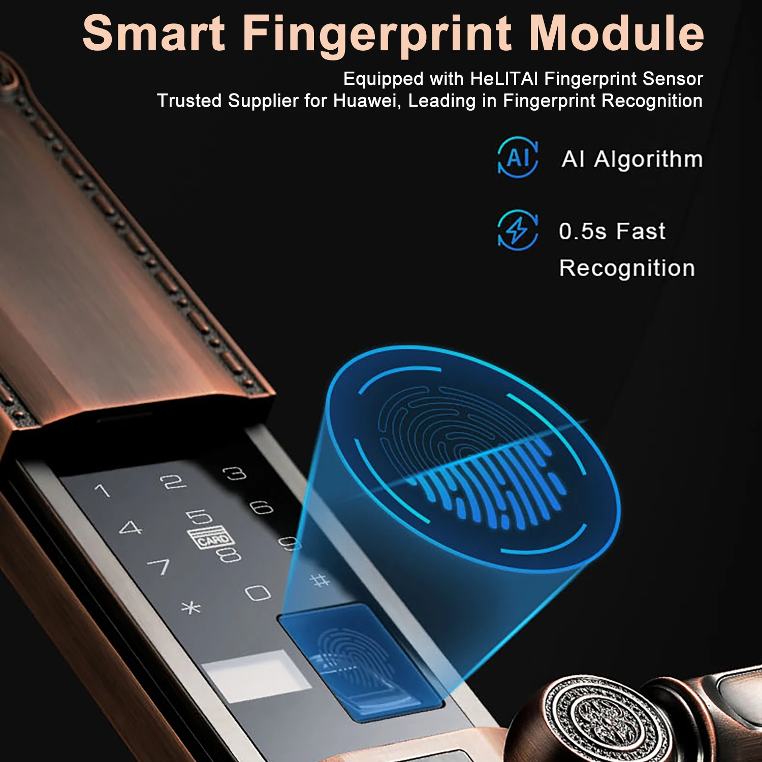 Luxury Villa Digital High Security European Fingerprint Password Key Card Cerradura Inteligente Smart Door Lock