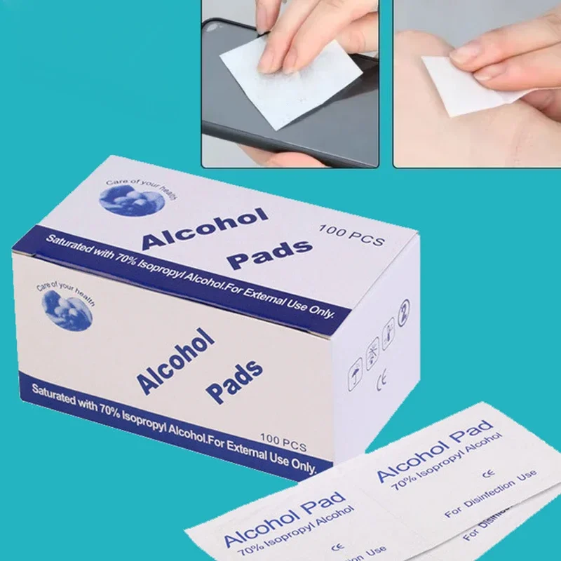 100PCS Disposable Wet Wipe Pads For Antiseptic Clean Skin Jewelry Cell Phone For Disinfection Use Tattoo Clean Tools