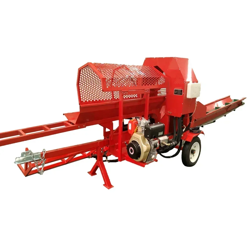 2025Hydraulic 30 ton infeed wood processor fast cutting firewood processor