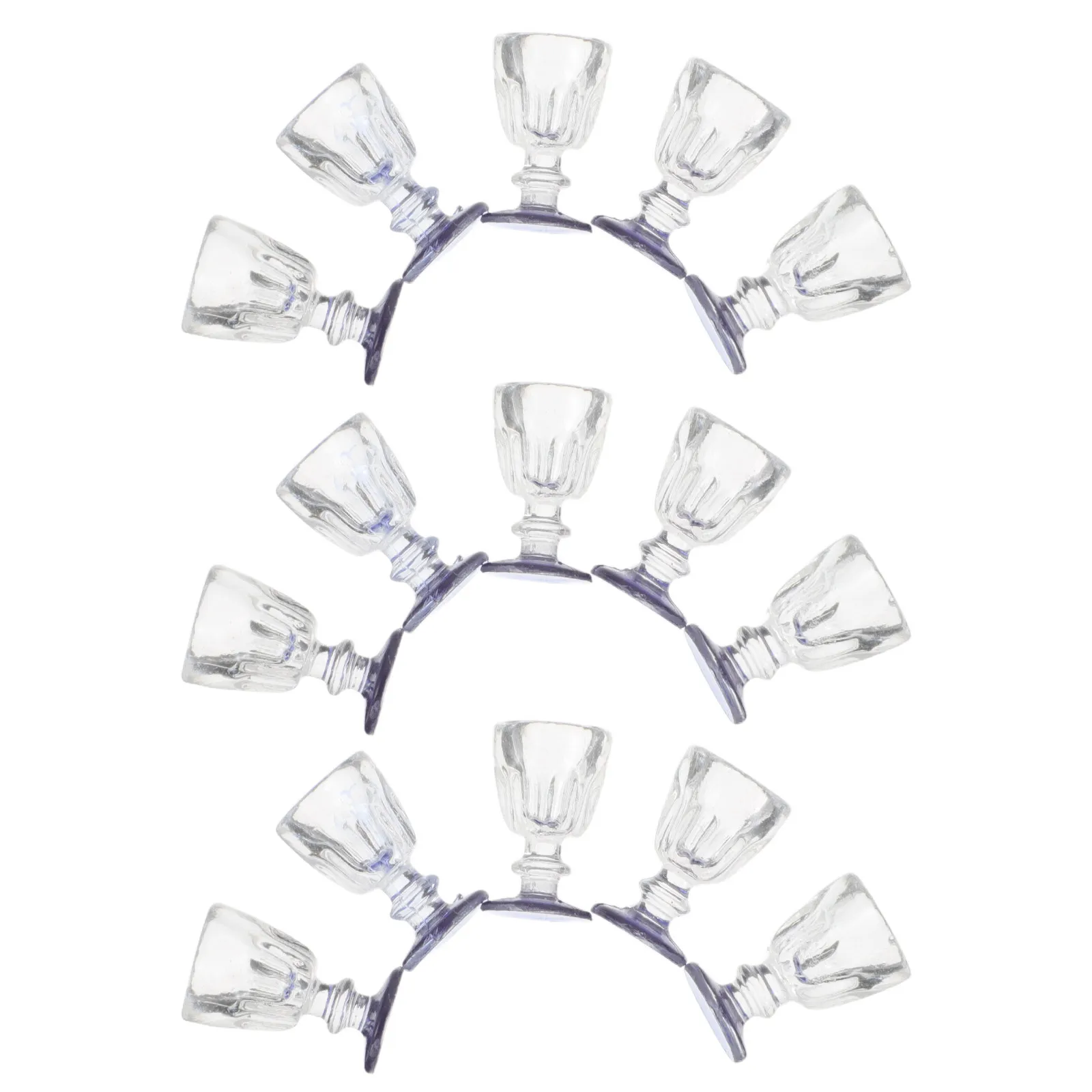 

15Pcs Mini Blue Bottom Wine Cups Realistic Miniatures for Dollhouse Decoration Kids Pretend Play Kitchen Accessories