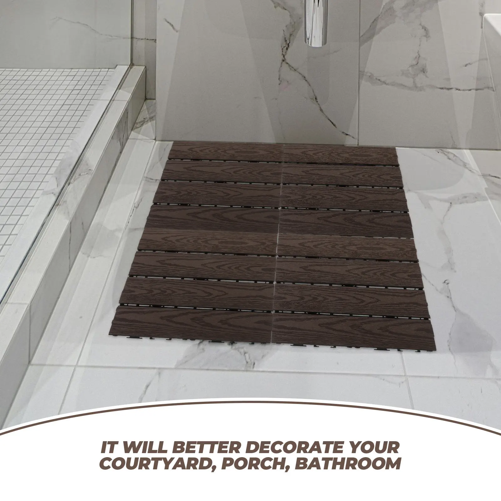 

PVC Interlocking Deck Tile Easy Assembly Non Slip Patio Flooring Balcony Yard Garden Decor Outdoor Plastic Rug