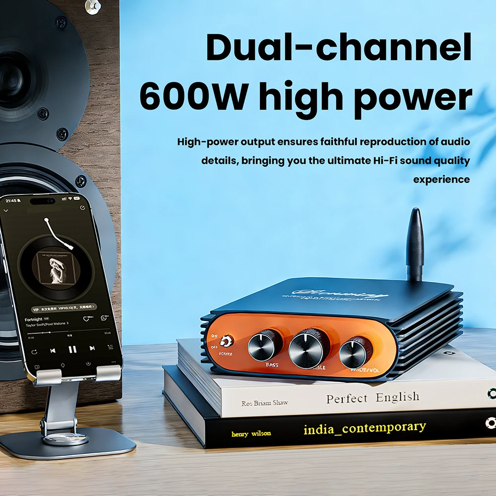 

Цифровой усилитель YS-KL5 DSP Bluetooth 5.3, двухканальный, 300Вт+300Вт, для аудио-видео и HIFI сабвуферов, из цинкового сплава, 24-36В DC