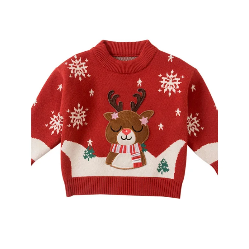 

2025 Winter New Thickened Christmas Small Deer Casual Knitted Sweater for Children