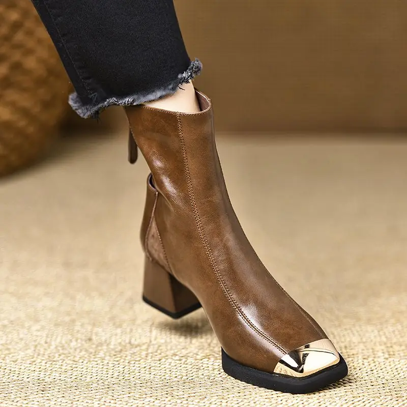 

2025 NEW Handmade Retro Women's Boots Luxury Minimalist Autumn Winter Boot Pointed Toe High Quality Hot Selling Boots