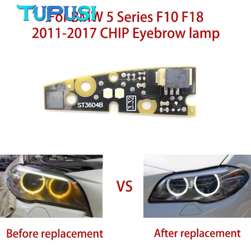 White Light Angel Eye for BMW 5 Series F10 F18 2011-2017 Eyebrow Light Daytime Running Beige Plug Version Car CHIP Guide Plate