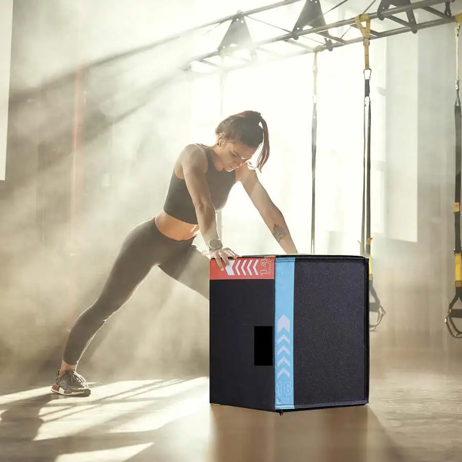 3 In 1 Plyometric Jump Box 12 To 30 Inch Cotton&Wooden Plyo Box Platform & Jumping Agility Box Anti-Slip Fitness Exercise Step U